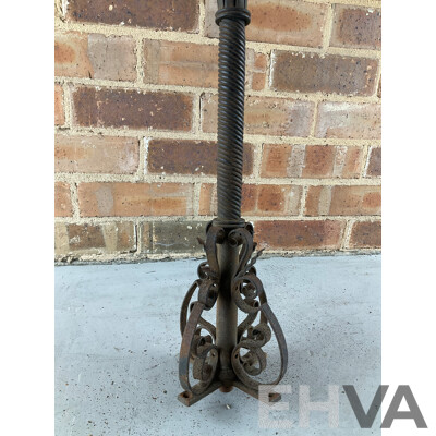 Antique Wrought Iron Lantern with Leadlight Panels