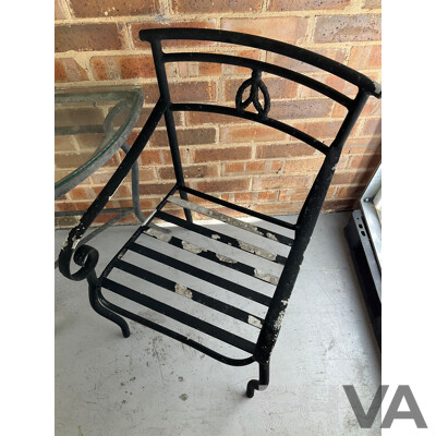 Three Piece Alloy Patio Suite with Glass Top Table