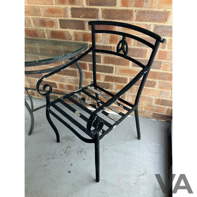 Three Piece Alloy Patio Suite with Glass Top Table