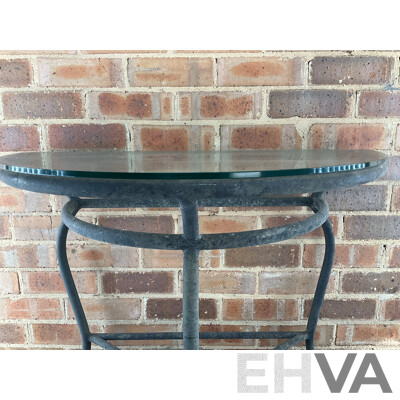 Three Piece Alloy Patio Suite with Glass Top Table
