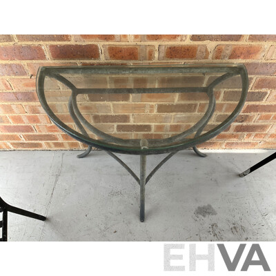 Three Piece Alloy Patio Suite with Glass Top Table
