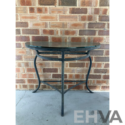 Three Piece Alloy Patio Suite with Glass Top Table