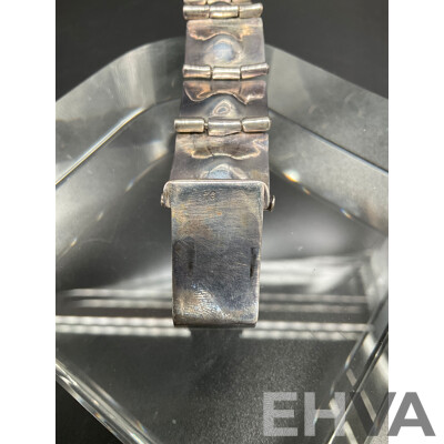 Vintage Mexican Silver Modernist Bracelet and Cuff Links