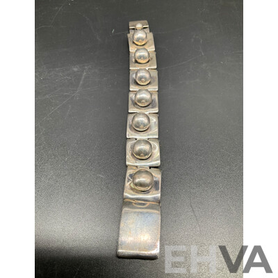 Vintage Mexican Silver Modernist Bracelet and Cuff Links