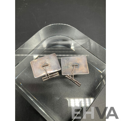 Vintage Mexican Silver Modernist Bracelet and Cuff Links