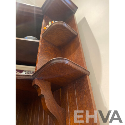 Oak Corner Display Cabinet and Desk
