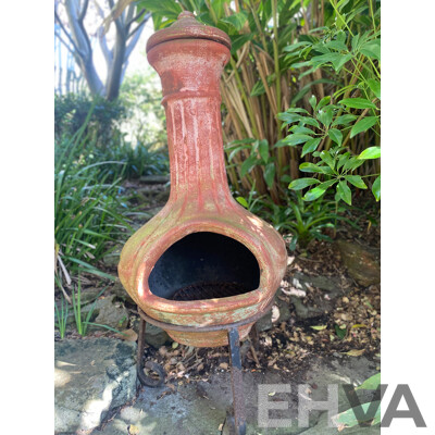 Terracotta Chimnea on Wrought Metal Stand