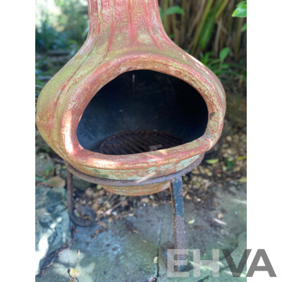 Terracotta Chimnea on Wrought Metal Stand