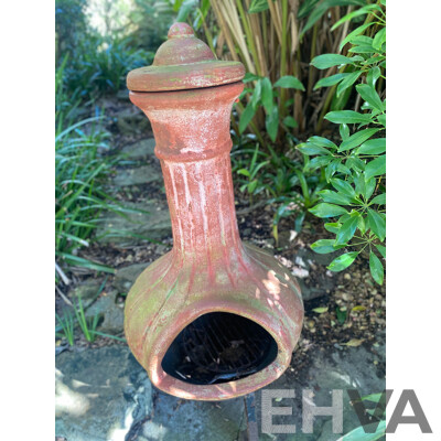 Terracotta Chimnea on Wrought Metal Stand