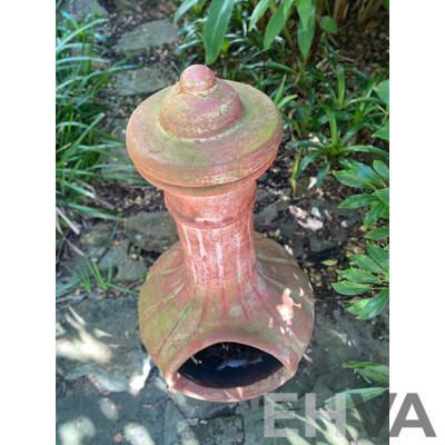 Terracotta Chimnea on Wrought Metal Stand