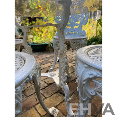 Five Piece Heavy Cast Alloy Patio Suite with Glass Top Table