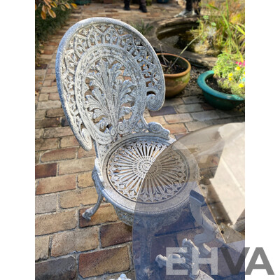 Five Piece Heavy Cast Alloy Patio Suite with Glass Top Table