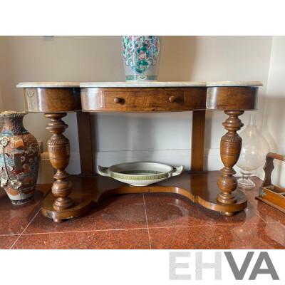 Late 19th Century Marble Topped Walnut Hall Table