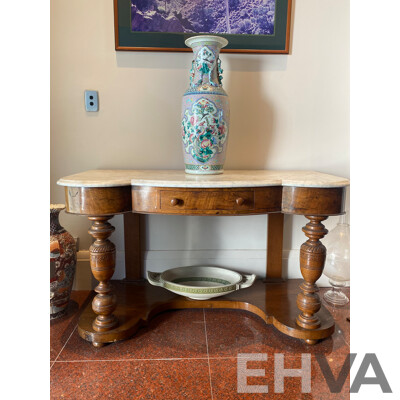 Late 19th Century Marble Topped Walnut Hall Table