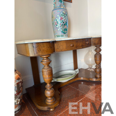 Late 19th Century Marble Topped Walnut Hall Table