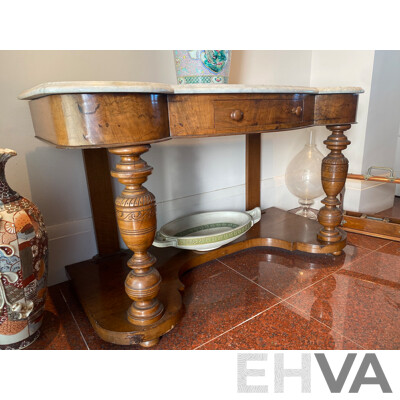 Late 19th Century Marble Topped Walnut Hall Table