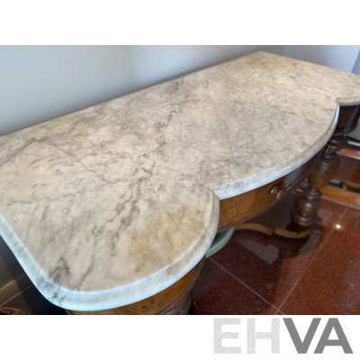 Late 19th Century Marble Topped Walnut Hall Table