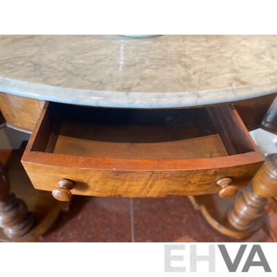 Late 19th Century Marble Topped Walnut Hall Table