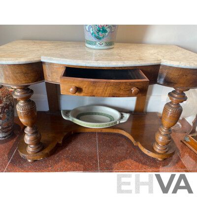 Late 19th Century Marble Topped Walnut Hall Table
