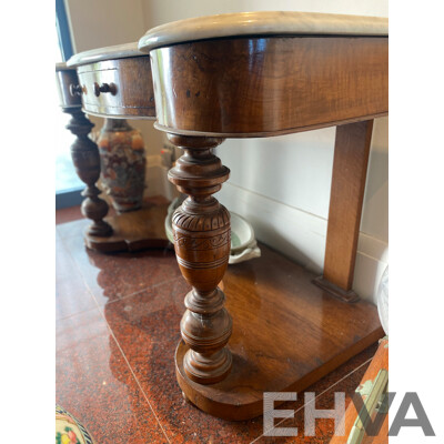 Late 19th Century Marble Topped Walnut Hall Table