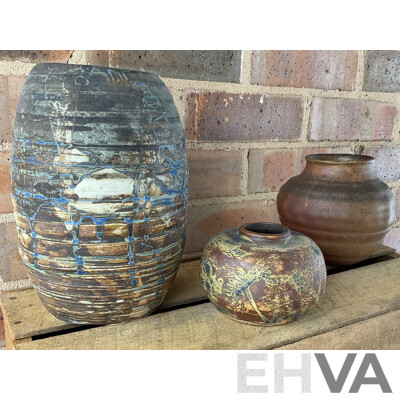 Roma Rubensohn (1927-2025) Collection of Studio Pottery Collection in Brown Blue Tones - Lot of 11