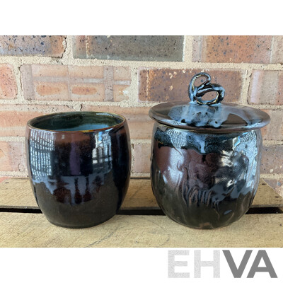 Roma Rubensohn (1927-2025) Collection of Studio Pottery Collection in Brown Blue Tones - Lot of 11