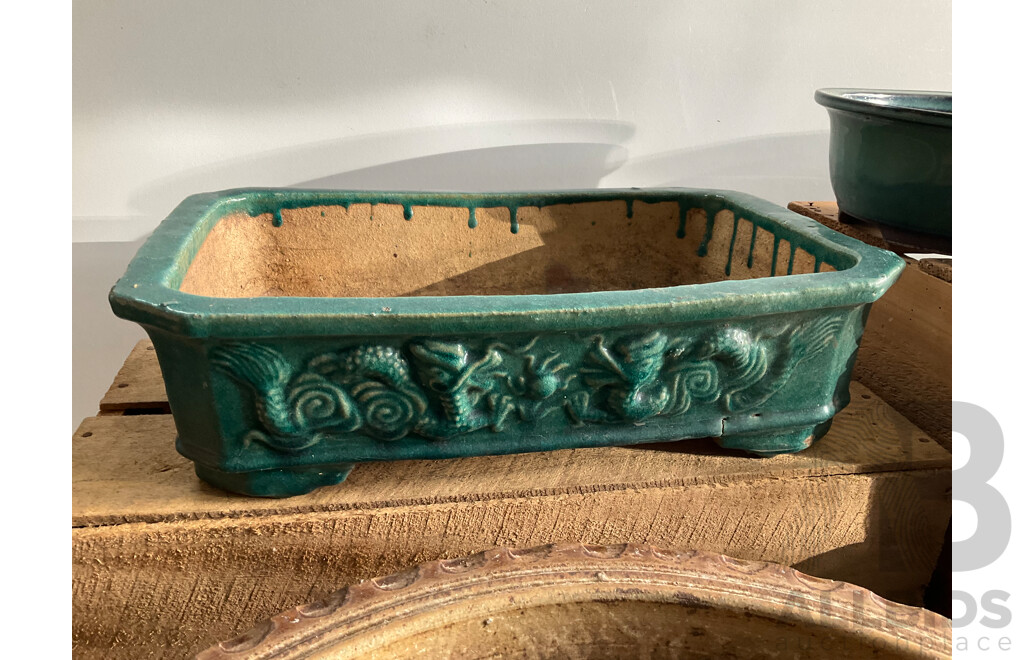 Cast Iron Decorative Planter Pot, Bonsai Pots and Others - Lot of 12