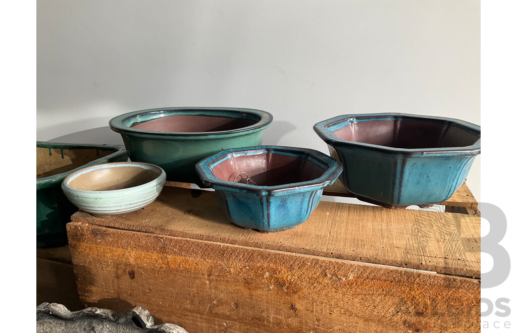 Cast Iron Decorative Planter Pot, Bonsai Pots and Others - Lot of 12