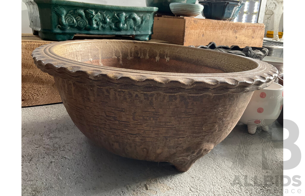 Cast Iron Decorative Planter Pot, Bonsai Pots and Others - Lot of 12