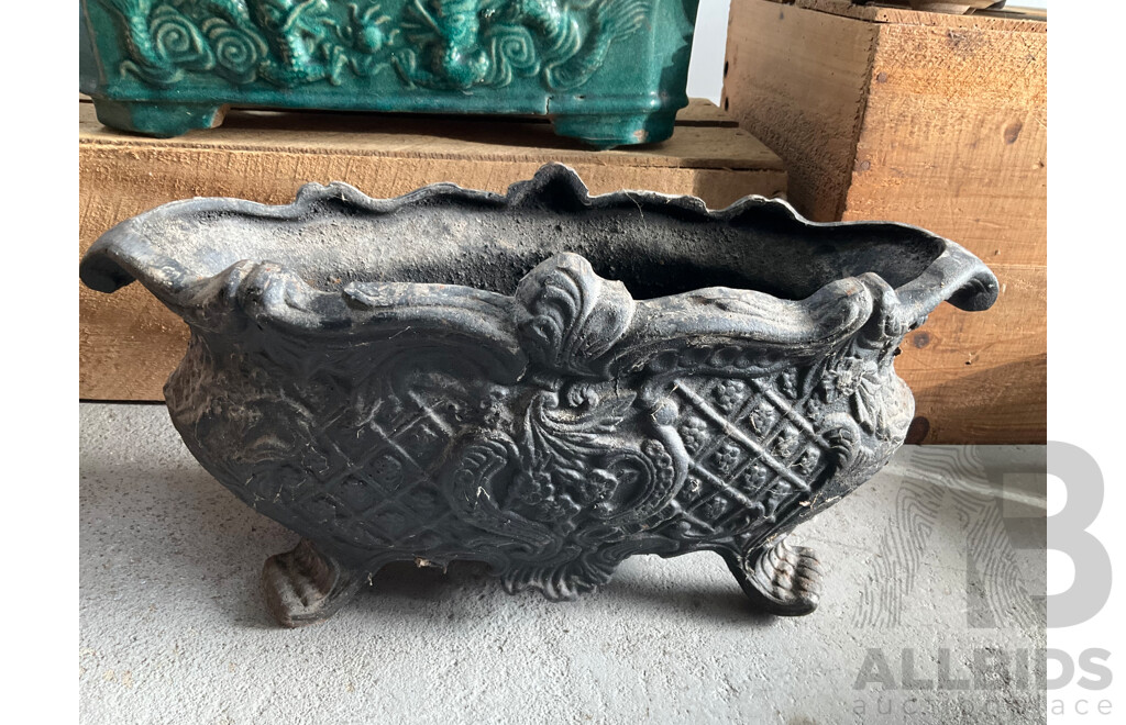 Cast Iron Decorative Planter Pot, Bonsai Pots and Others - Lot of 12
