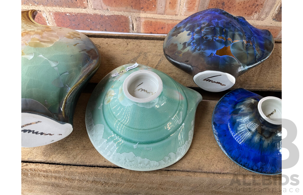 Drip Glazed Lustreware Studio Pottery Vases and Bowls