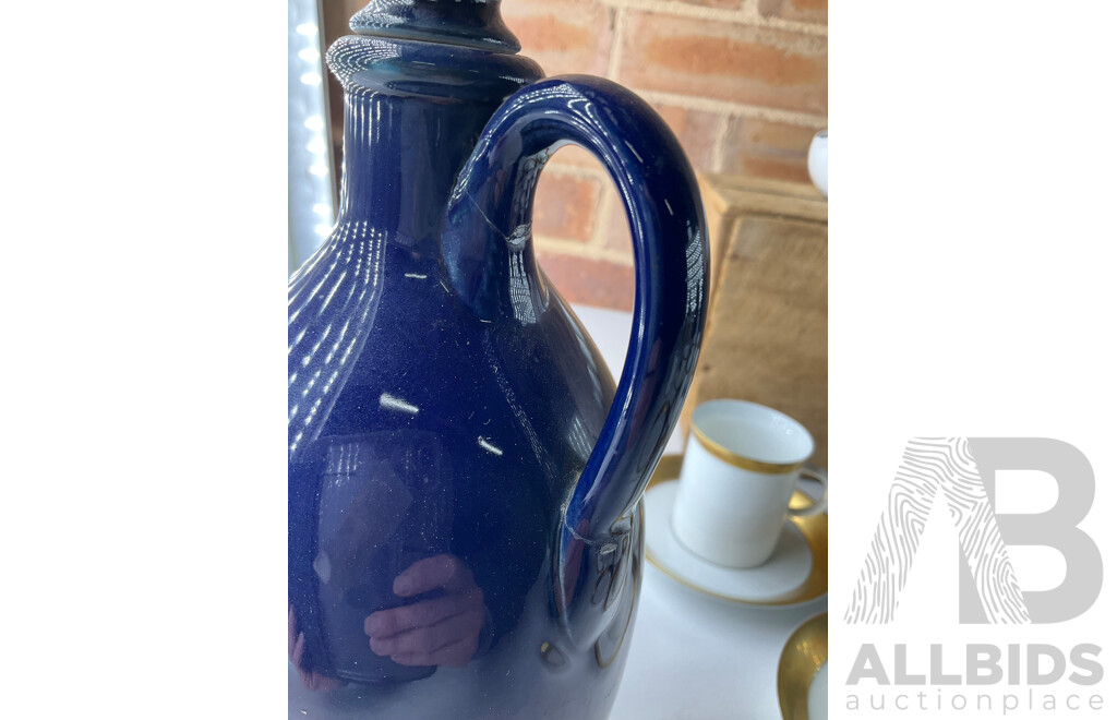 ROYAL DOULTON 'King George' Decanters (x4), Antique English Pitcher, Collection of Porcelain Trinket Boxes (x4), ROSENTHAL German Gilt Porcelain Coffee Set and More