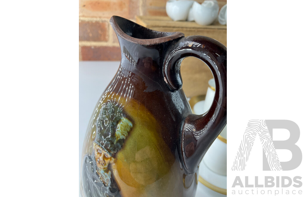 ROYAL DOULTON 'King George' Decanters (x4), Antique English Pitcher, Collection of Porcelain Trinket Boxes (x4), ROSENTHAL German Gilt Porcelain Coffee Set and More