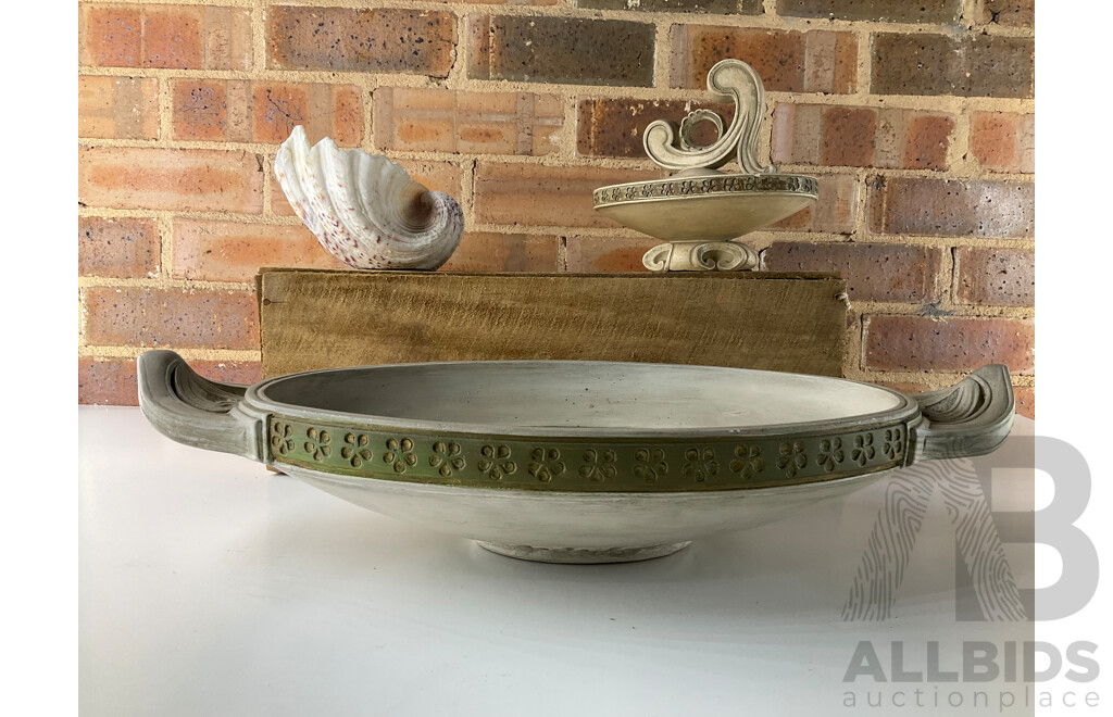 Giant Clam Shell, Two Decorative Composite Centrepiece Bowls