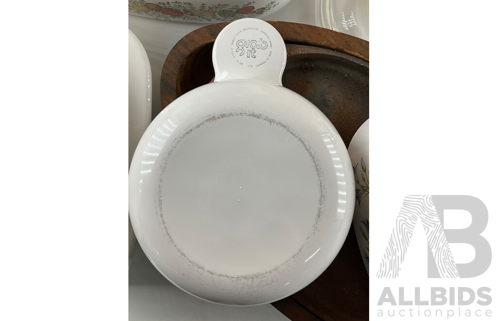 Large Collection of CORNINGWARE, Teapot Kettles, Cast Iron Sizzler Plate and Antique English Milk Jug