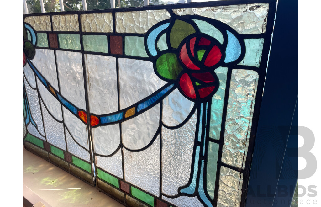 Pair of Seccesionist Style Leadlight Panels