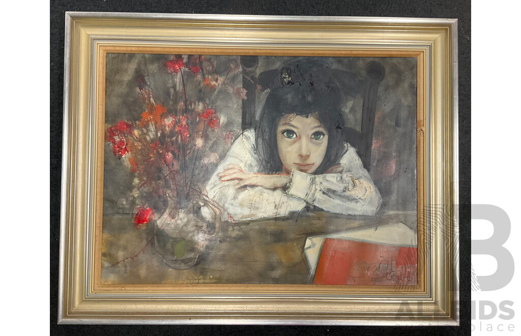 Jean Baptiste (Johny) Valadie (1933 - ) Young Girl (Mid 20th Century) Oil on Canvas, 69 x 88 cm (frame)