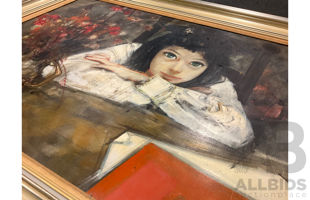 Jean Baptiste (Johny) Valadie (1933 - ) Young Girl (Mid 20th Century) Oil on Canvas, 69 x 88 cm (frame)