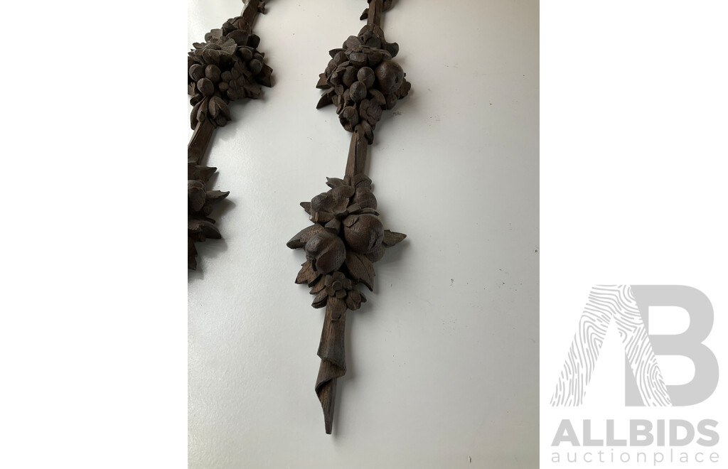 Late 19th Century Continental Carved Oak Architectural Drops