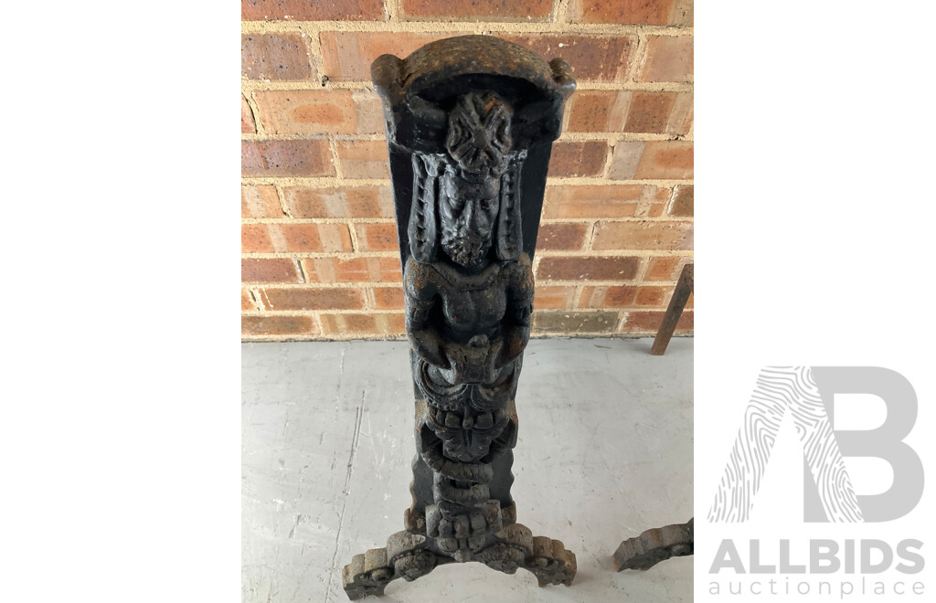 Antique Heavy Gauge Cast Iron Fire Dogs