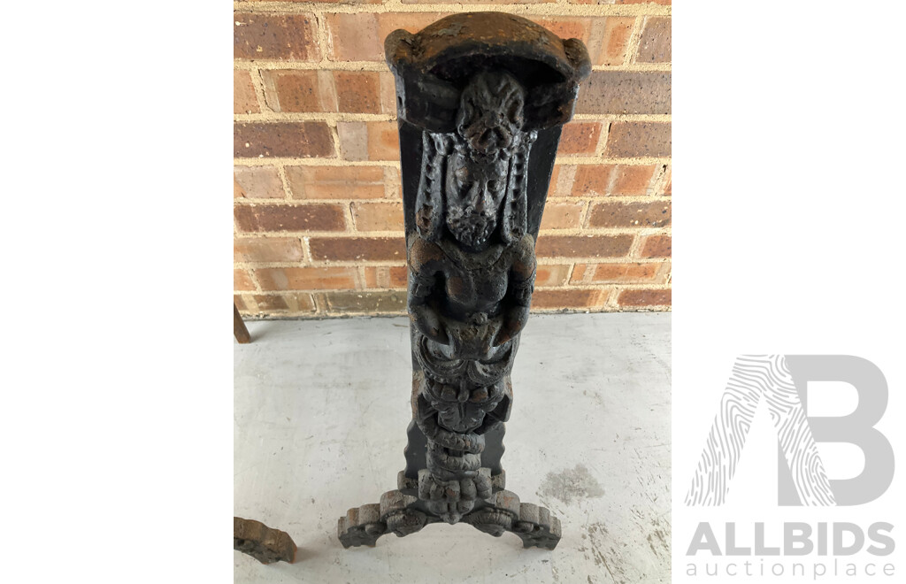 Antique Heavy Gauge Cast Iron Fire Dogs