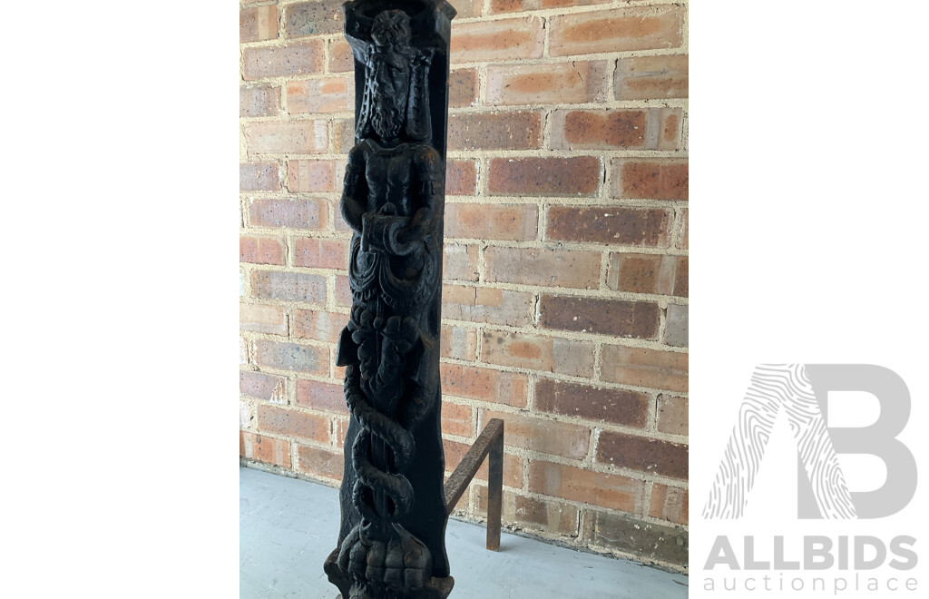 Antique Heavy Gauge Cast Iron Fire Dogs