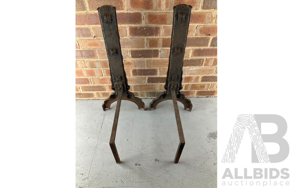 Antique Heavy Gauge Cast Iron Fire Dogs