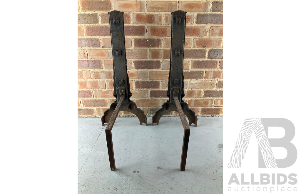 Antique Heavy Gauge Cast Iron Fire Dogs