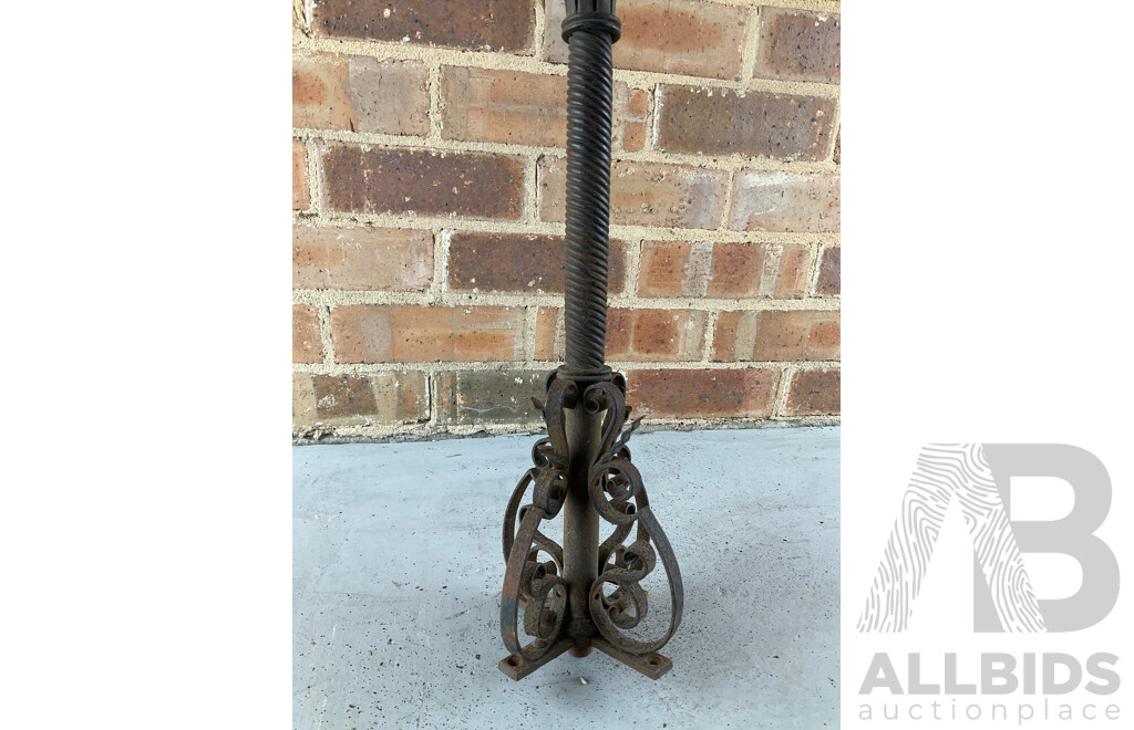 Antique Wrought Iron Lantern with Leadlight Panels