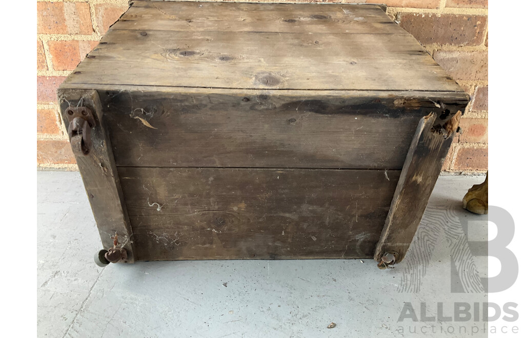 Chased Copper and Pine Coal Scuttle Together with Circular Side Table