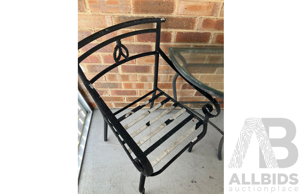 Three Piece Alloy Patio Suite with Glass Top Table