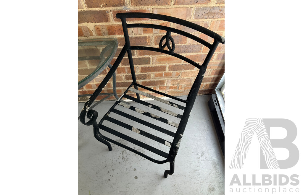 Three Piece Alloy Patio Suite with Glass Top Table