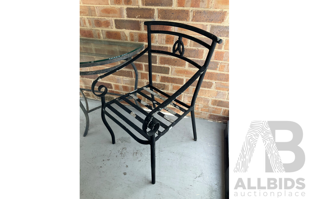 Three Piece Alloy Patio Suite with Glass Top Table