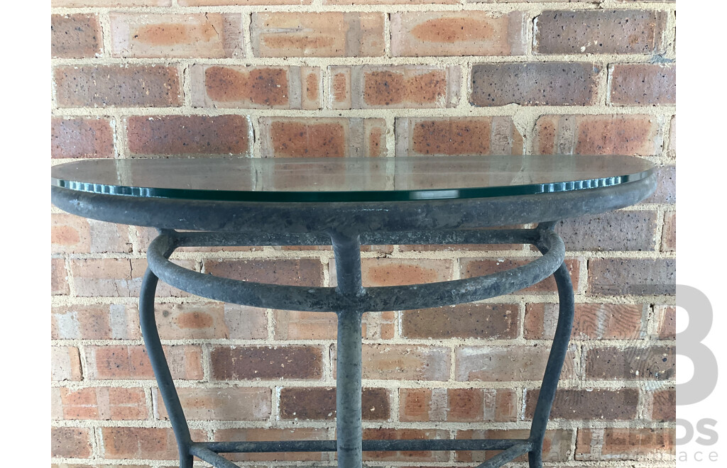 Three Piece Alloy Patio Suite with Glass Top Table